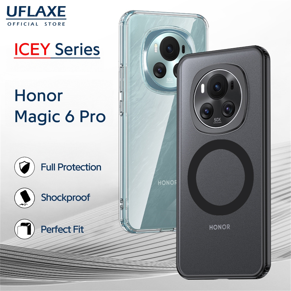 UFLAXE ICEY - เคส Honor Magic 6 Pro - เคสแข็งใสกันเหลืองด้านกันกระแทก เคสโทรศัพท์ป้องกันรอยนิ้วมือบาง