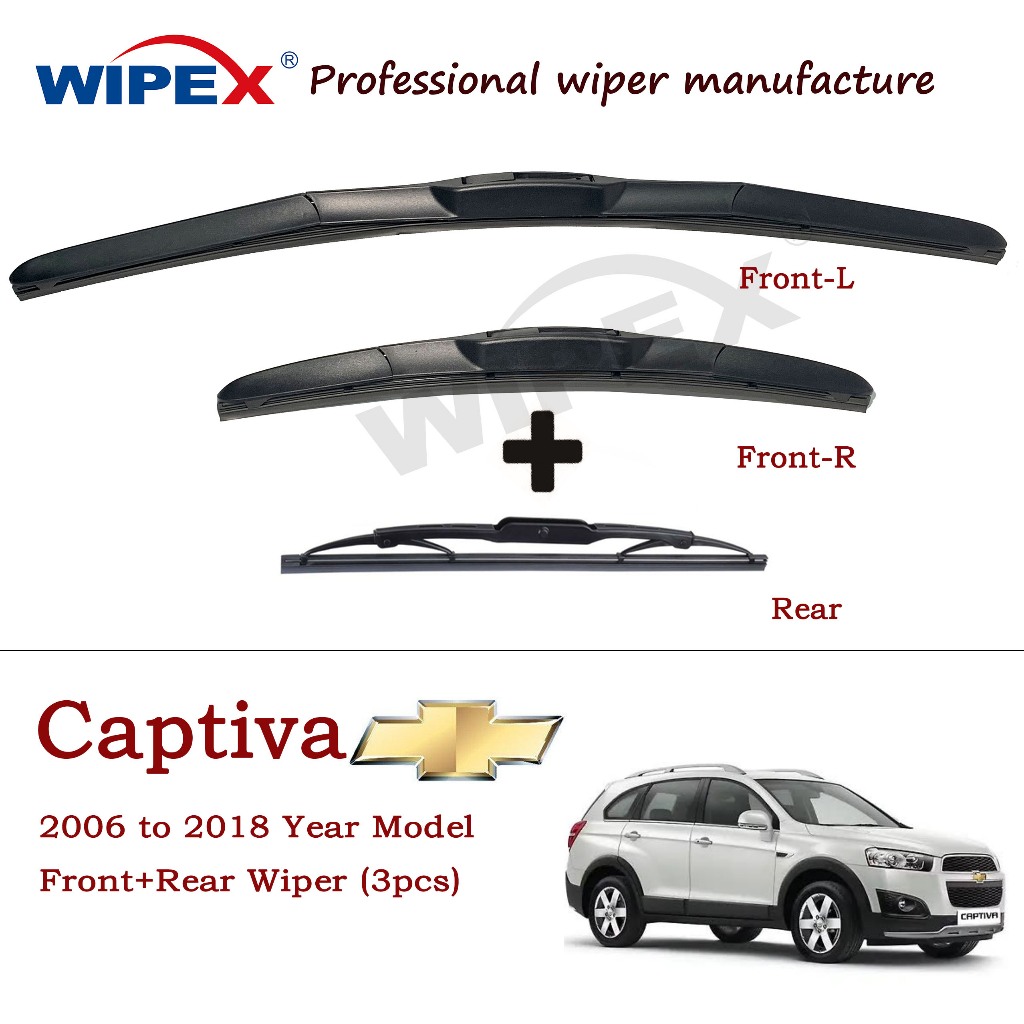 Chevrolet CAPTIVA MK1 ใบปัดน้ําฝนสําหรับ 2006-2018 ปีรุ่น Chevy Capty SUV รถ Window Wipers ชุด (ซิลิโคนไฮบริดด้านหน้า/ด้านหลังเดิม) จาก Wipex Wixr