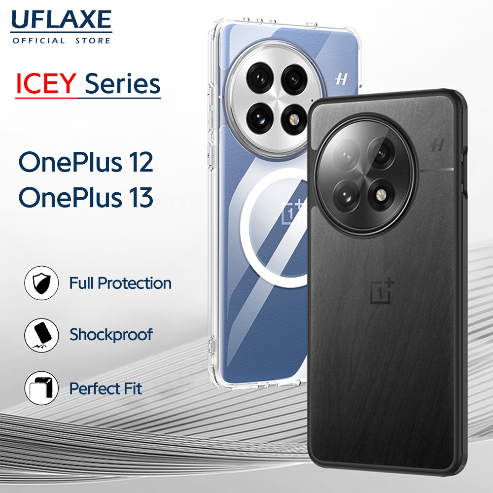 UFLAXE ICEY - เคส OnePlus 12 / OnePlus 13 - เคสแข็งใสกันเหลืองด้านกันกระแทก เคสโทรศัพท์ป้องกันรอยนิ้วมือบาง