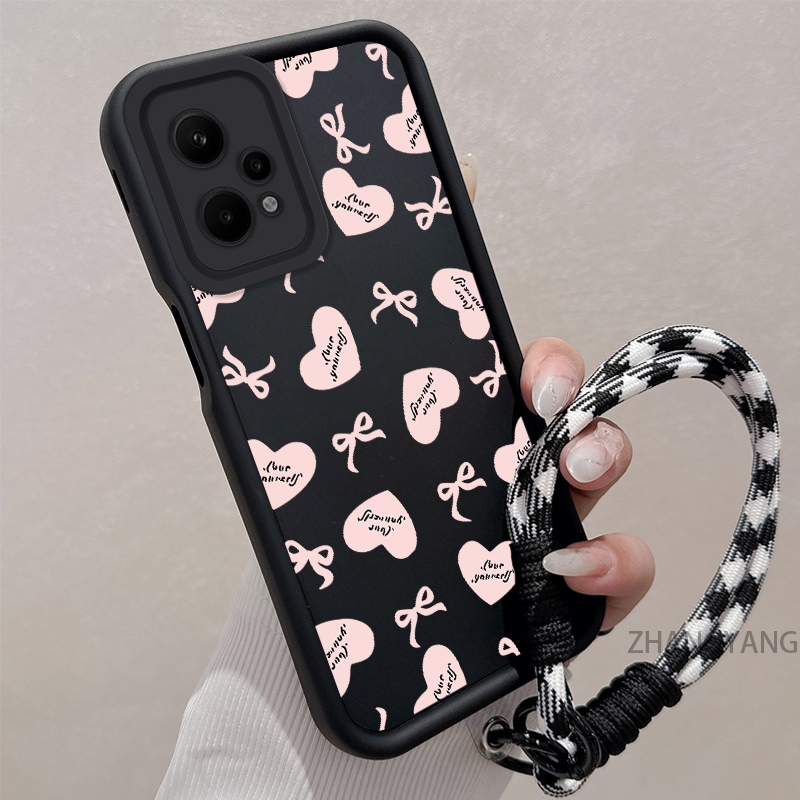 เคสสําหรับRealme 9 Pro Realme 9 4Gซิลิโคนเคสโทรศัพท์กันกระแทกพร้อมความงามสีชมพูลายหัวใจเคสอ่อนพร้อมเชือกแขวนส่วนบุคคล