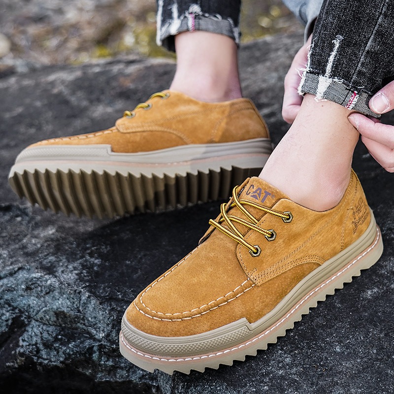 Caterpillar รองเท้าผู้ชาย Outdoors Low-Top รองเท้าหนังสําหรับชายเครื่องมือ Casual CAT รองเท้า