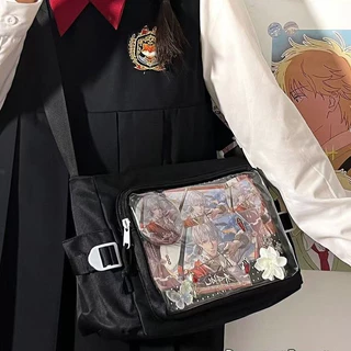 JK Campus ITA กระเป๋าความจุขนาดใหญ่ป้ายอะนิเมะอุปกรณ์ต่อพ่วงโปร่งใสไหล่เดี่ยวกระเป๋าบุรุษไปรษณีย์