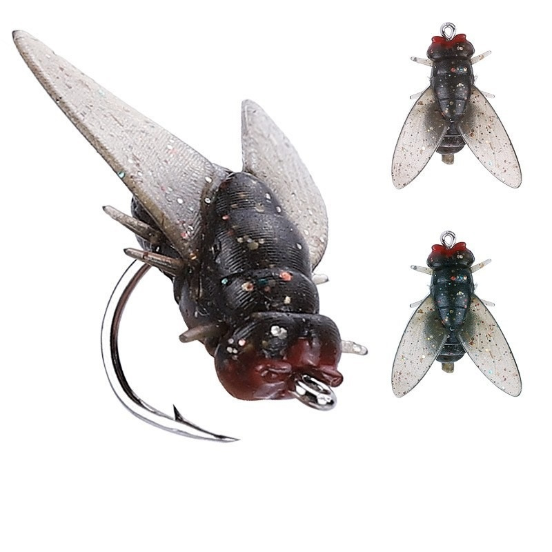 1 ชิ้นใหม่ Microbody Soft lure เหยื่อซิลิโคน Fly Hook 2 ซม./1g เหยื่อตกปลา Micro Fly Bionic แมลงมินิเหยื่อตกปลาปีก