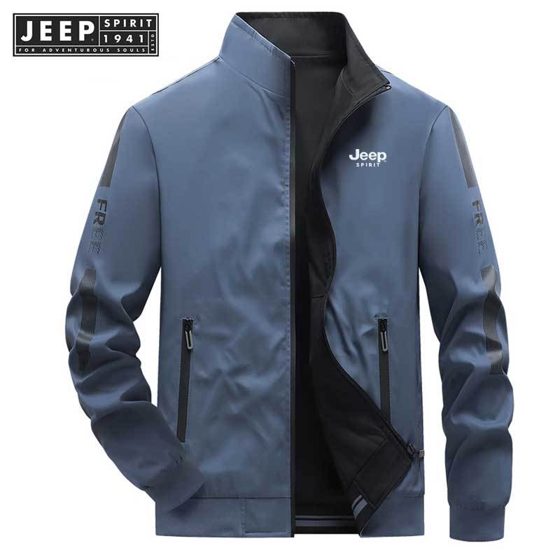 JEEP SPIRIT 1941 ESTD ฤดูใบไม้ผลิและฤดูใบไม้ร่วงใหม่แฟชั่นยืนปกเสื้อแจ็คเก็ตผู้ชายสบายๆหลวมสบายกันลมคุณภาพสูงเสื้อ