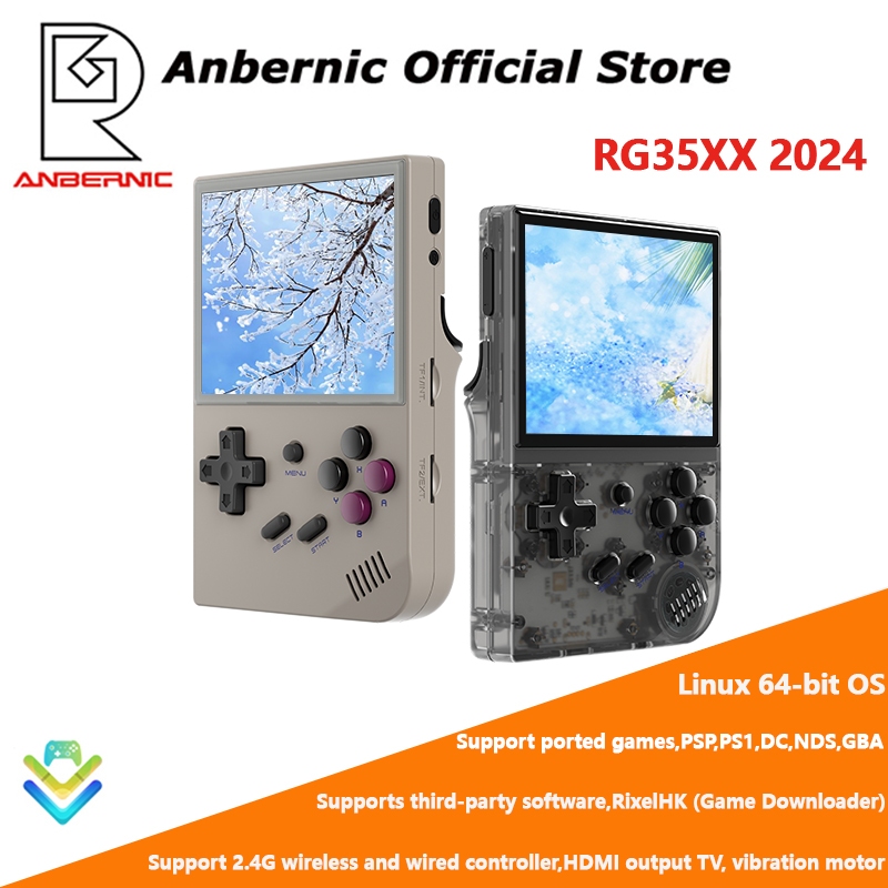 Anbernic RG35XX 2024 เวอร์ชันคอนโซลเกมย้อนยุคหน้าจอ 3.5 นิ้วระบบ Linux H700 Quad-core ARM Cortex-A53