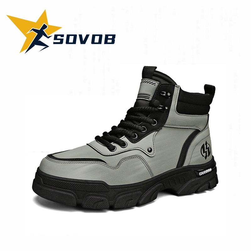 SOVOB รองเท้าผู้ชายฤดูใบไม้ผลิอังกฤษ High-Top Overall Boots Casual All-Match กีฬาขนาด 39-44