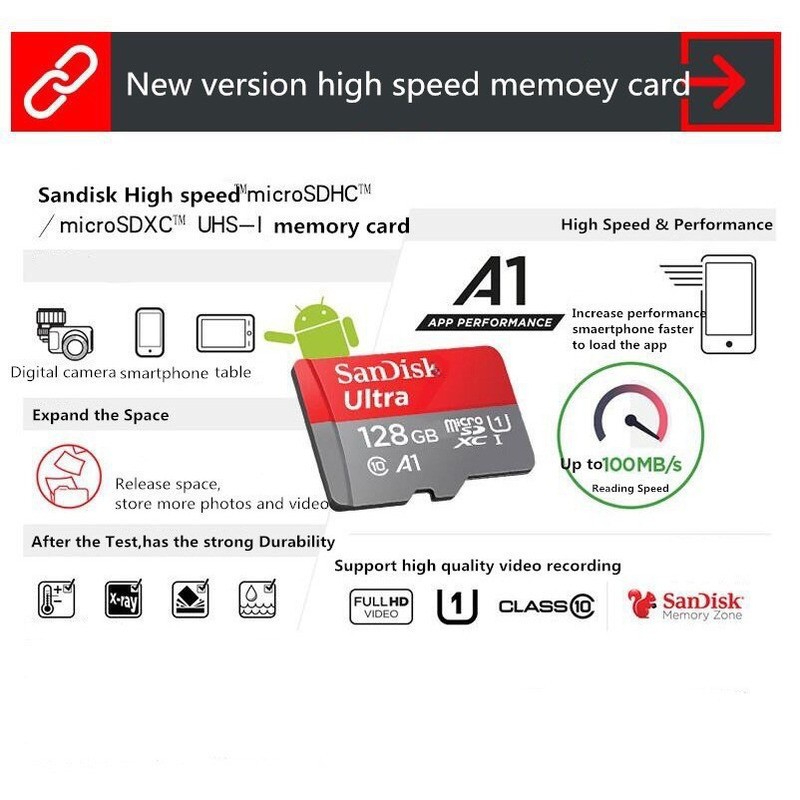 Class 10 A1 SDXC UHS-I TF Card 2TB 1TB 512GB 256GB Micro SD การ์ดสูงสุด 120 เมกะไบต์/วินาทีการ์ดหน่วยความจํา - รูปที่ 4