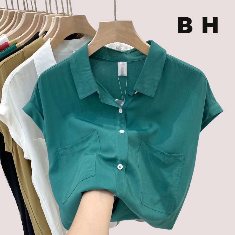 Bh เสื้อเบลาส์ แขนสั้น ลําลอง เข้ากับทุกการแต่งกาย แฟชั่นฤดูร้อน สําหรับผู้หญิง