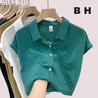 Bh เสื้อเบลาส์ แขนสั้น ลําลอง เข้ากับทุกการแต่งกาย แฟชั่นฤดูร้อน สําหรับผู้หญิง