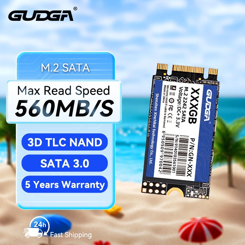 Gudga SSD M2 SATA 22X42 มม.M.2 NGFF SATA SSD 64GB 128GB 256GB 512GB ภายใน Solid Hard State Drive ฮาร ์ ดดิสก ์ สําหรับแล ็ ปท ็ อปเดสก ์ ท ็ อปโน ้ ตบุ ๊ ค PC