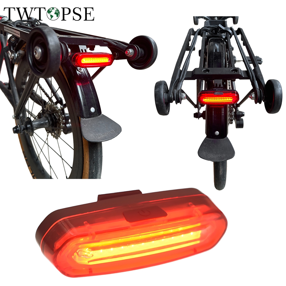 TWTOPSE ชั้นวางจักรยาน Light Mount ชุดสําหรับ Brompton จักรยานพับ ABCPT สายมาตรฐานเดิมผู้ถือด้านหลัง 50 Lumen USB 6 โหมดไฟท้าย