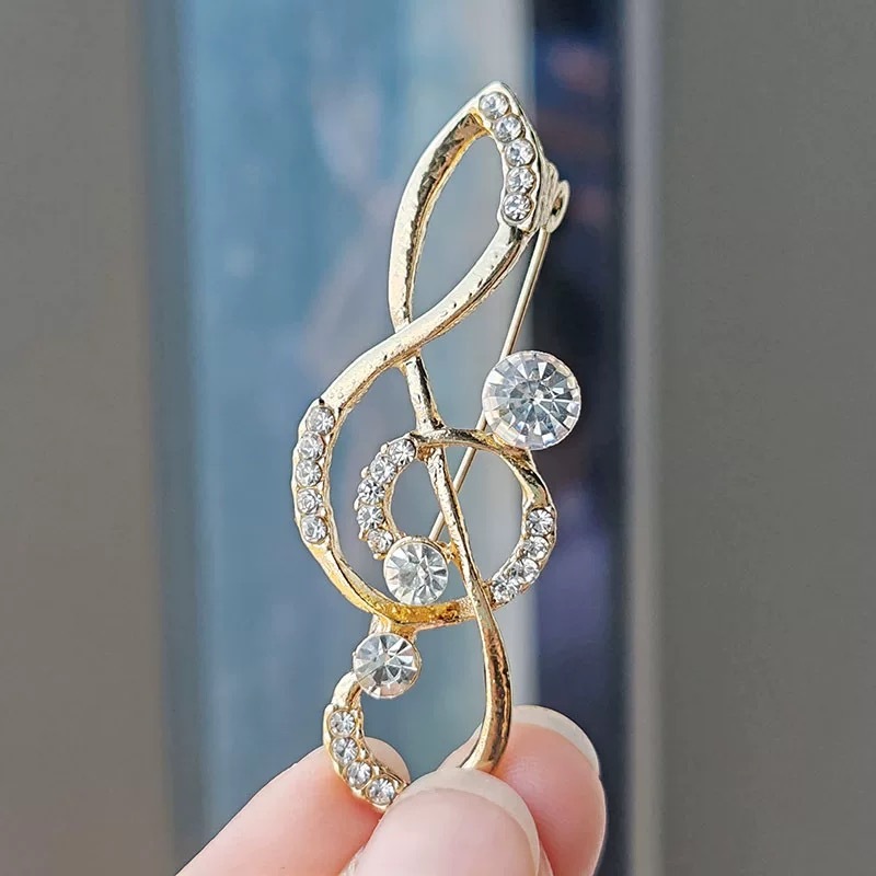คริสตัล Rhinestone หมายเหตุเข็มกลัด Elegant Lapel Pins