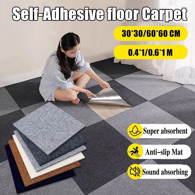 10 ชิ้นพรมกระเบื้องตกแต่ง 30x30 ซม.สไตล์ญี่ปุ่น ตัวเอง-กาว ประกบกัน ห้องนอนห้องนั่งเล่นสํานักงานป้องกันการเปรอะเปื้อนและกันลื่นพรมสติกเกอ