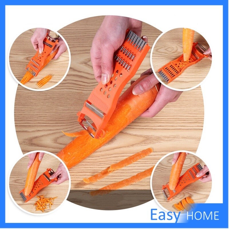 5 ใน 1มัลติฟังก์ชั่สับผักขูดมะละกอหนามีดปอกผลไม้ครัวเครื่องมือที่มีประโยชน์พร้อมสต็อกด่วนเรือตัดผักอเนกประสงค์ขูดเครื่องตัดลูกเต๋าครัววัสดุเกรดอาหารปลอด