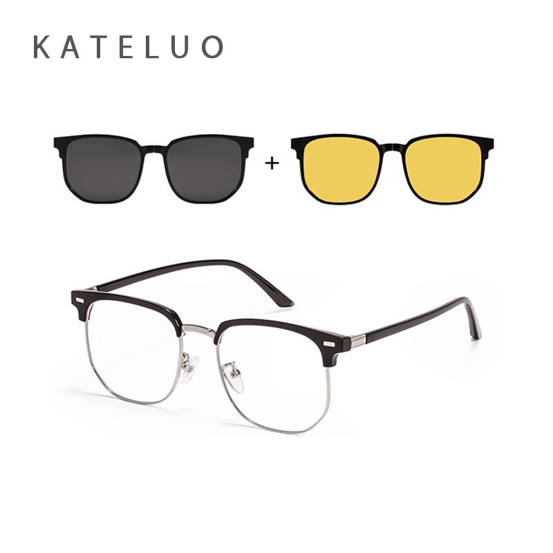 Katelu แว่นกันแดดโพลาไรซ์แบบพับได้พร้อมกรอบคลิปออนแม่เหล็กแว่นตามีสไตล์ unisex D8059