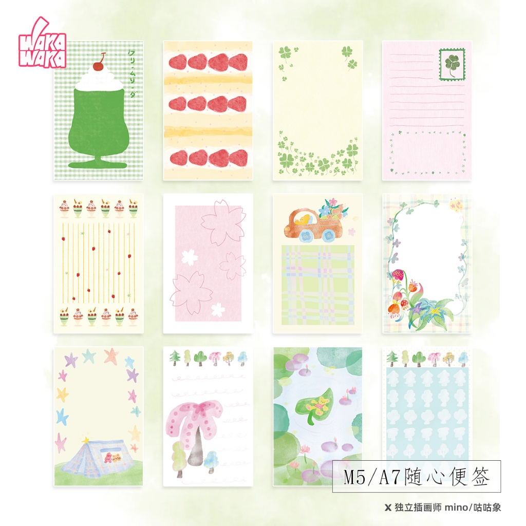 WaKaWaKa 20 ชิ้นแผ่นบันทึก M5/A7 หน้าด้านใน DIY Scrapbooking Collage วัสดุ
