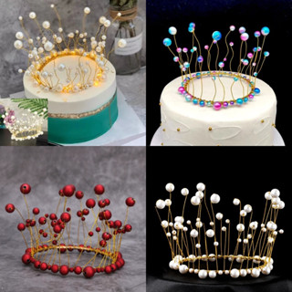 มงกุฎมงกุฏเค้กทองหมวกสีแดงตกแต่งเจ้าหญิงวันเกิดเค้กแต่งงาน