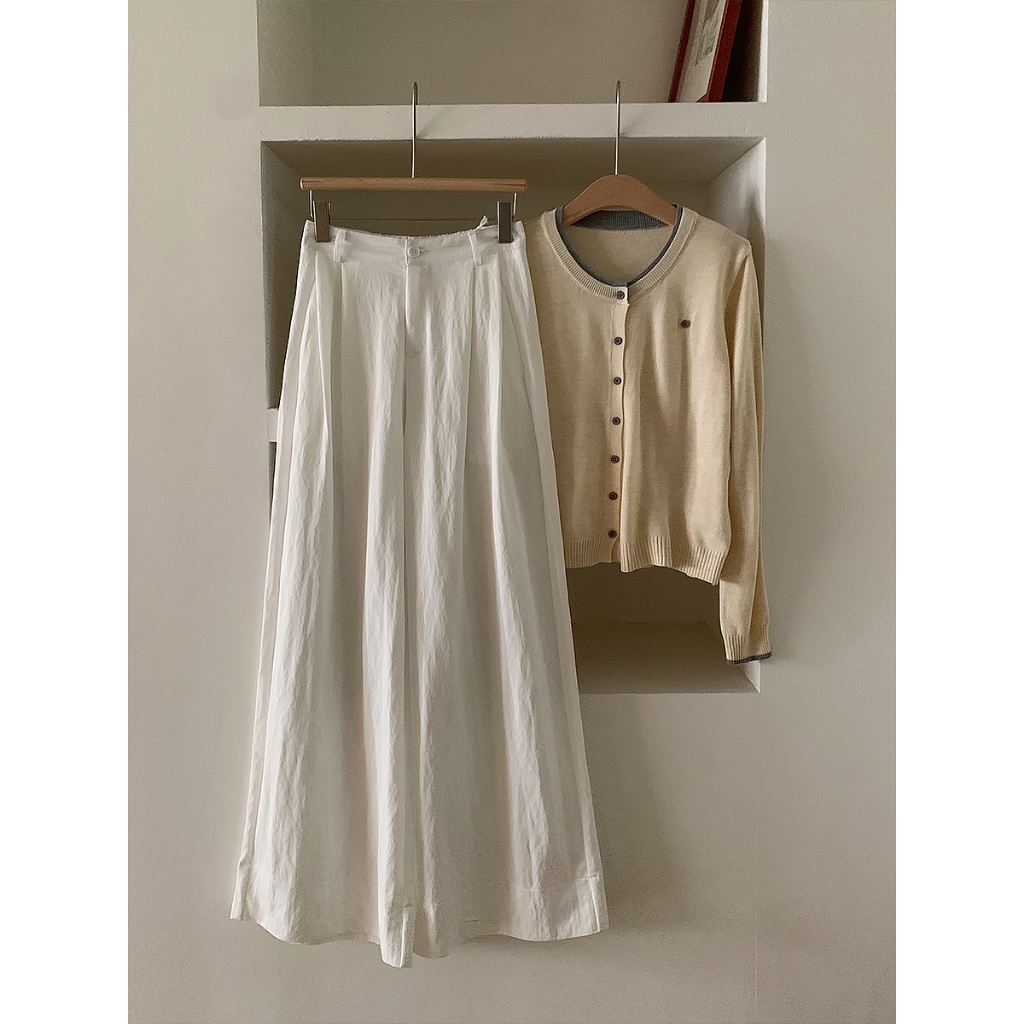 Betty house🌸พร้อมส่ง กางเกงขากว้างผู้หญิง กางเกงเอวสูงขากระบอก สีทึบเรียบง่าย นุ่มและสบาย สไตล์เกาหลีเรียบง่าย - รูปที่ 2