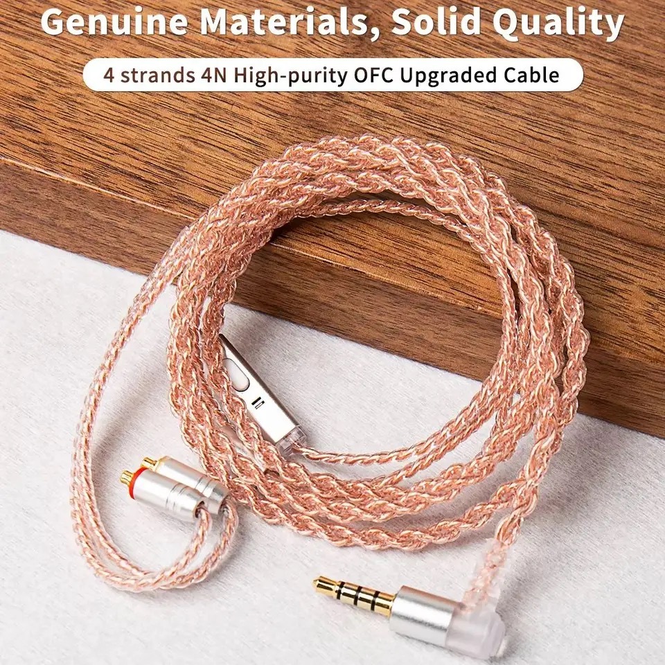 KBEAR 4 Core ทองแดงหูฟังอัพเกรดสาย 2PIN/QDC KZ C Pin/TFZ/MMCX สําหรับ EDX PRO ZSN PRO Castor