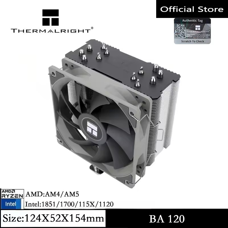Thermalright BA120 CPU Air Cooler 6 ท่อความร้อนหม้อน้ําพัดลมเงียบ CPU Cooler CPU Heat Sink สําหรับ AMD AM4 AM5/Intel 1700/1150/1151/1200