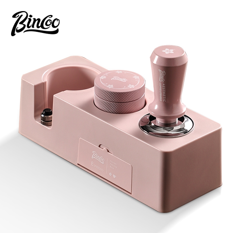 BINCOO สีชมพูกาแฟกดฐานกดค้อนผ้าผงชุดอิตาเลี่ยนมัลติฟังก์ชั่กาแฟเครื่องครัวเก็บ 51 มม./58 มม.
