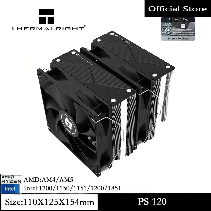 Thermalright PS120 CPU Air CPU Cooler Dual PWM พัดลม 7 ท่อความร้อน CPU Cooling ความเร็ว 1500RPM สําหรับ AMD AM4 AM5/Intel 1700/1150/1151/1200/2011