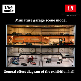 Diorama 1/64 รถโรงรถรุ่นหรี่แสงได้รถที่จอดรถฉากสําหรับ 1/64 …
