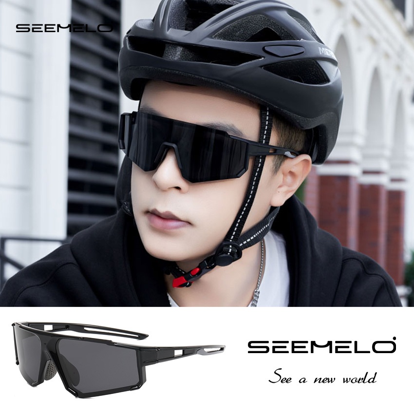 SEEMELO ขับรถแว่นตากันแดดกลางแจ้งขี่จักรยานแว่นกันแดด แทค แว่นตากันแดดโพลาไรซ์ป้องกันทรายแว่นกันแดดยืดหยุ่นสีออกแบบ ยูวี400ขี่แว่นตาวิ่