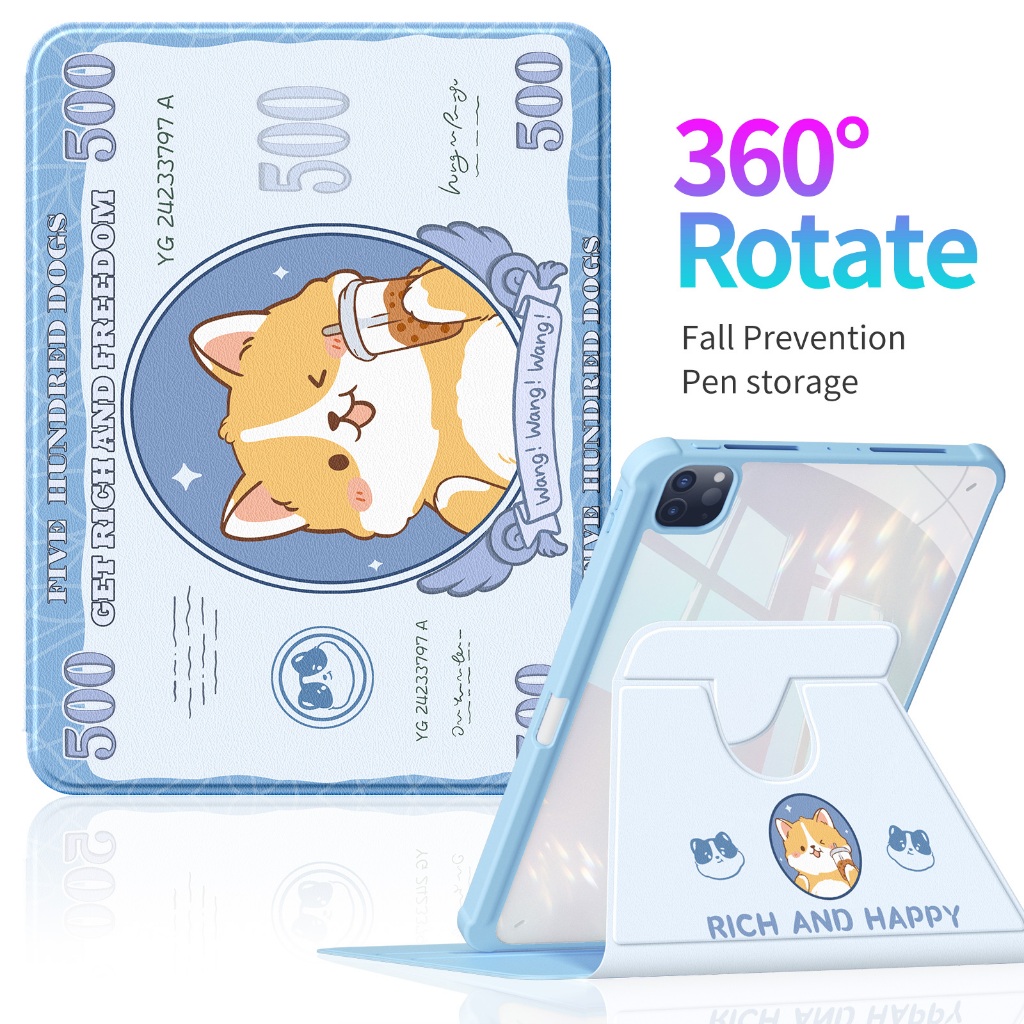 Doge iPad วงเล็บฝาครอบป้องกันหนังสําหรับ iPad mini7/mini6/mini5/mini4 สําหรับ iPad Pro 2024 13 iPad 