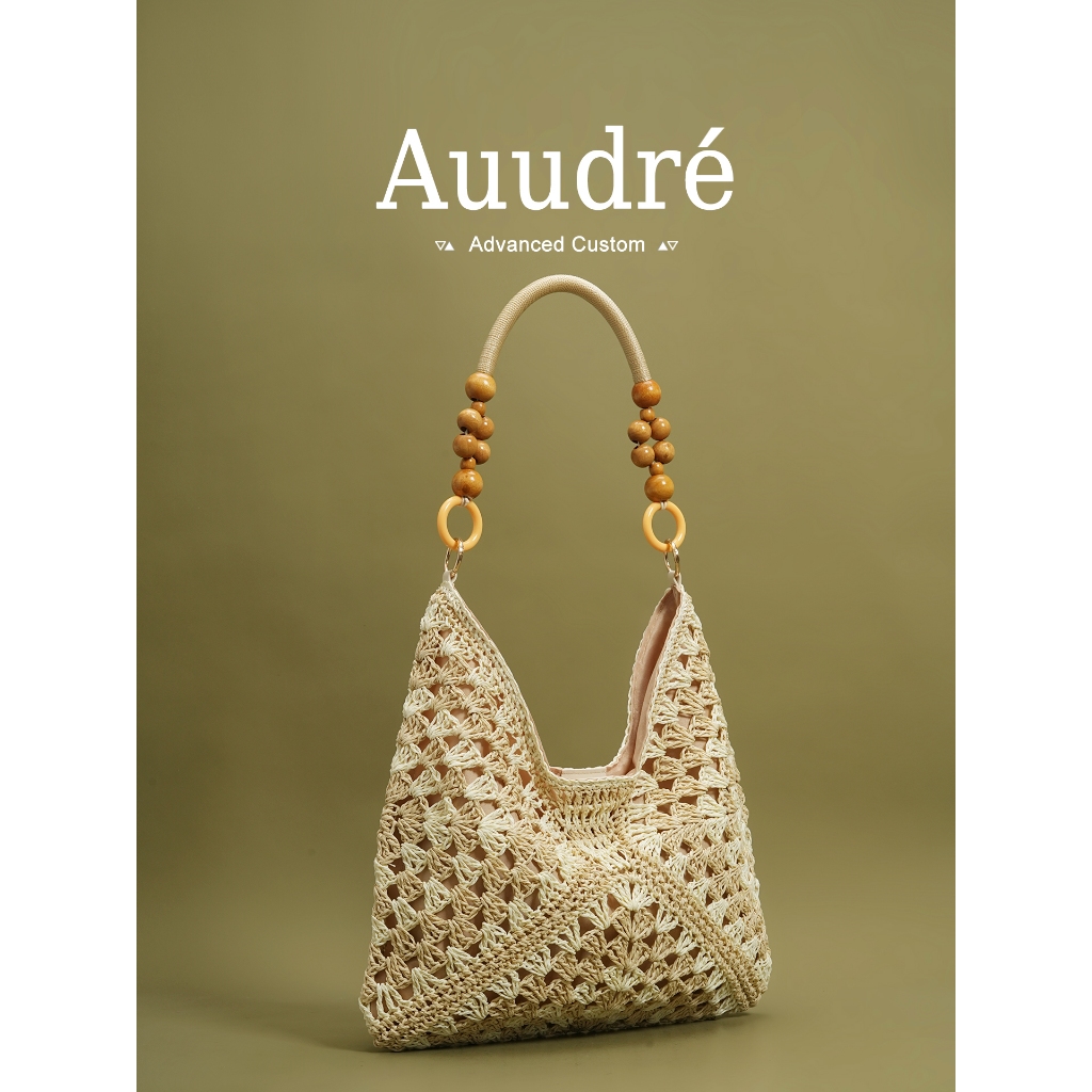Auure กระเป๋าสะพายไหล่ 여성 ลายลูกปัด สไตล์ชายหาด สำหรับวันหยุด