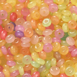 St. kunkka 50 ชิ้น 6*3mm เลียนแบบหยกผลลูกปัดแก้วแบนรอบลูกปัดแก้ว สําหรับ DIY สร้อยข้อมือลูกปัดสร้อยคอ