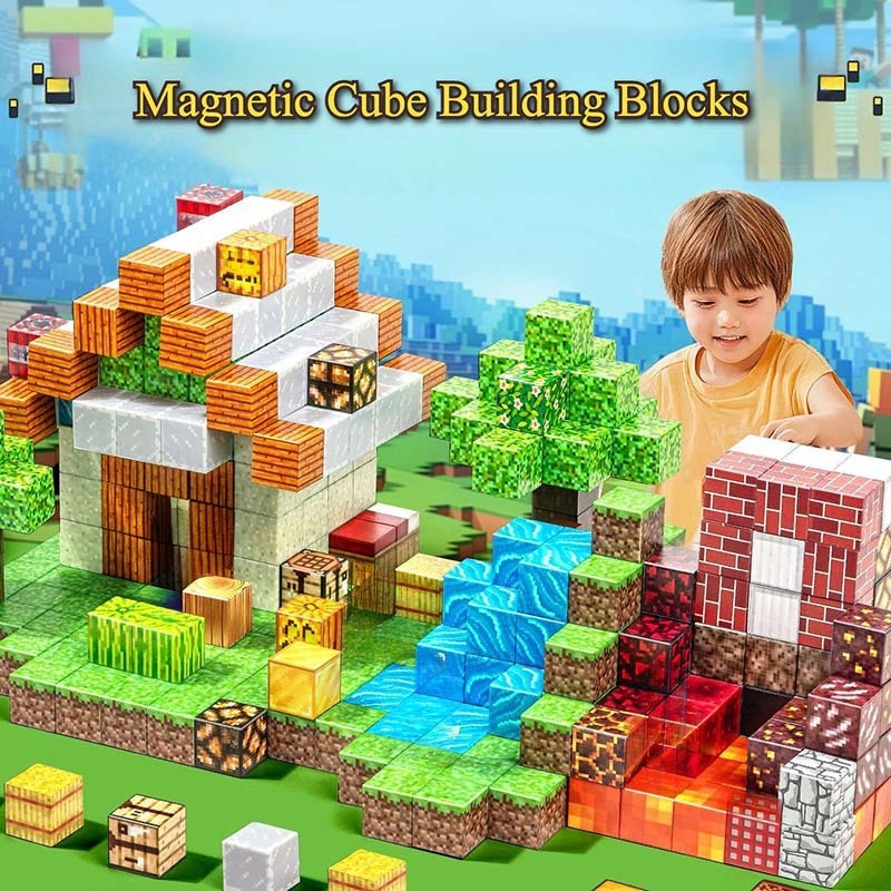 สุ่ม 50/100/200PCS Minecraft Magnetic Cube Building Block เด็กการศึกษาบล็อกแม่เหล็ก Assembly