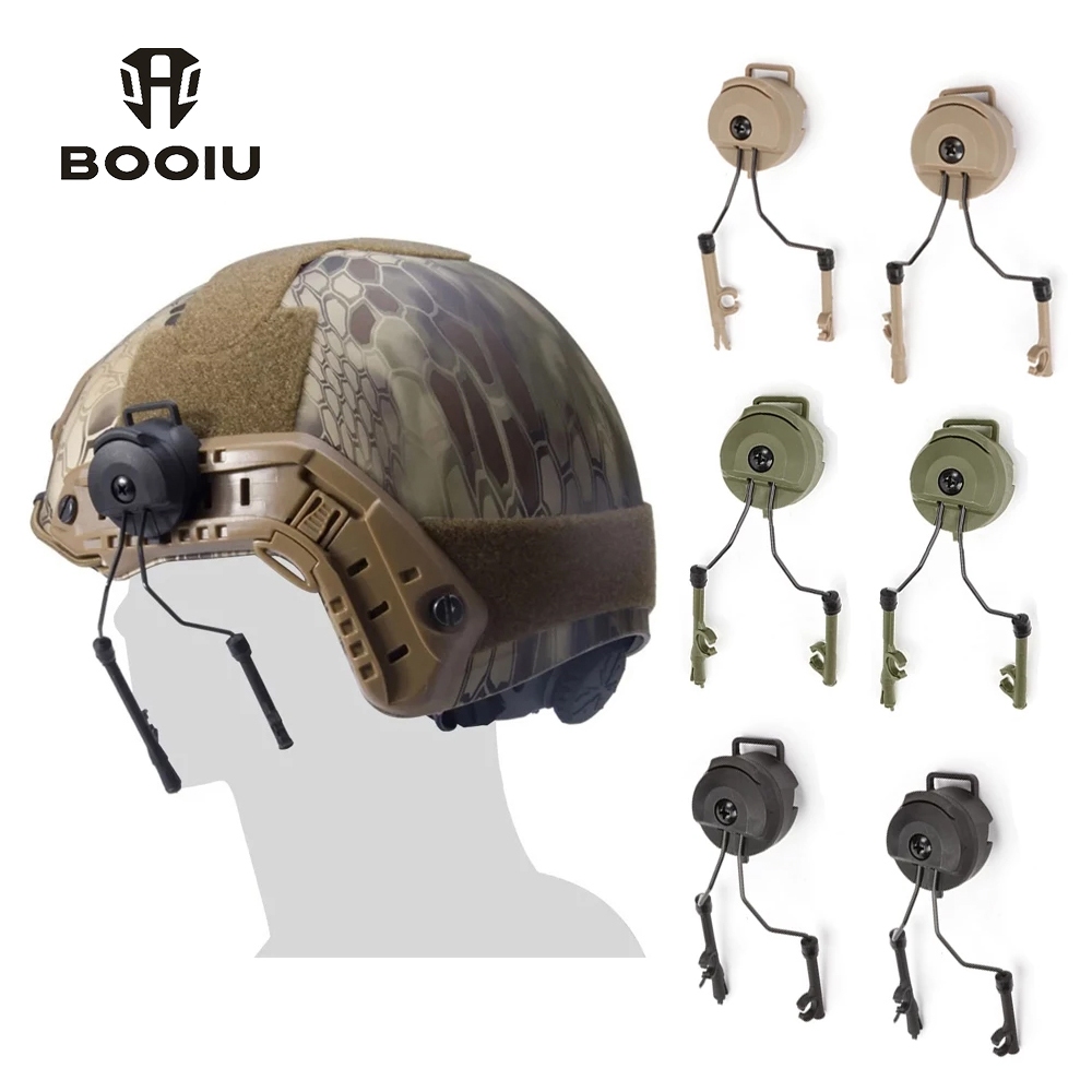 Booiu หมวกกันน็อคยุทธวิธีชุดหูฟังวงเล็บ Fast Ops Core หมวกกันน็อค ARC Rail อะแดปเตอร์ Mount Comtac I