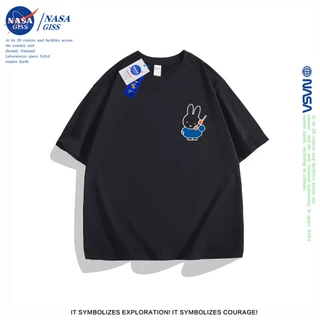 NASA เสื้อยืดชายหญิงแขนสั้น สไตล์ลำลอง summer Miffy พิมพ์ลาย t-shirt แบบหลวม คอกลม ยับยากไม่ต้องรีด