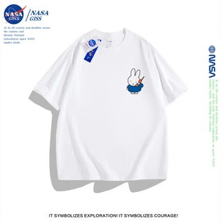 NASA เสื้อยืดชายหญิงแขนสั้น สไตล์ลำลอง summer Miffy พิมพ์ลาย t-shirt แบบหลวม คอกลม ยับยากไม่ต้องรีด