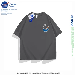 NASA เสื้อยืดชายหญิงแขนสั้น สไตล์ลำลอง summer Miffy พิมพ์ลาย t-shirt แบบหลวม คอกลม ยับยากไม่ต้องรีด