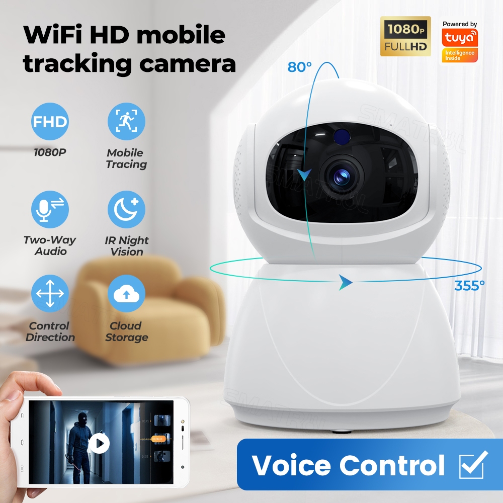 Smatrul กล้องวงจรปิด 1080P FHD Tuya กล้องอัจฉริยะ AI ติดตามอัตโนมัติ PIR ตรวจจับ