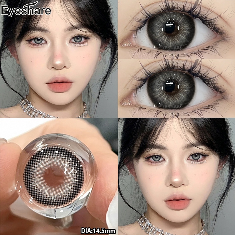 Eyeshare Nanalam คอนแทคเลนส์ สีเทาเข้ม ตาตุ๊กตา เลนส์ พร้อมกล่อง การใช้งานรายปี 14.5mm ส่งไวจากไทย