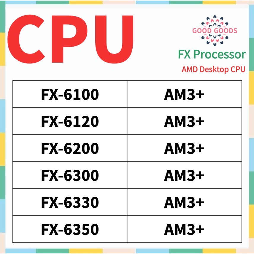 FX-6100 FX-6120 FX-6200 FX-6300 FX-6330 FX-6350 FX-8100 FX-8120 FX-8140 FX-8150 AMD FX โปรเซสเซอร์เด