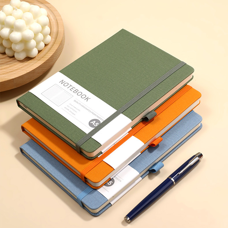 สมุด A5/A6สมุดโน๊ต พร้อมที่เสียบปากกา เส้นแนวนอน เส้นจุด ตาราง กริด กระดาษเปล่า เหมาะสำหรับนักศึกษาและสำนักงาน ฝาครอบกันน้ำ 200 หน้า notebook - รูปที่ 6