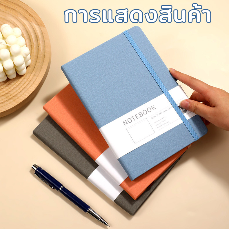 สมุด A5/A6สมุดโน๊ต พร้อมที่เสียบปากกา เส้นแนวนอน เส้นจุด ตาราง กริด กระดาษเปล่า เหมาะสำหรับนักศึกษาและสำนักงาน ฝาครอบกันน้ำ 200 หน้า notebook - รูปที่ 4