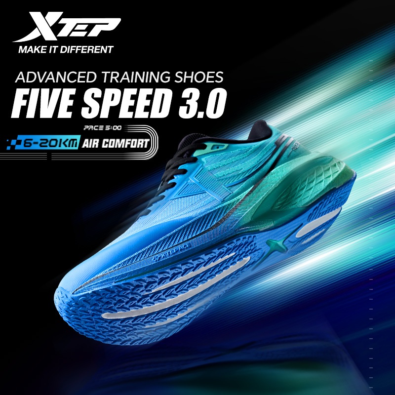 【xtep】Five Speed 3.0丨Pace 5 Speed ​​training shoes แผ่นไนลอนพันรอบ 270° + พื้นรองเท้ากันลื่นและทนต่อการสึกหรอ