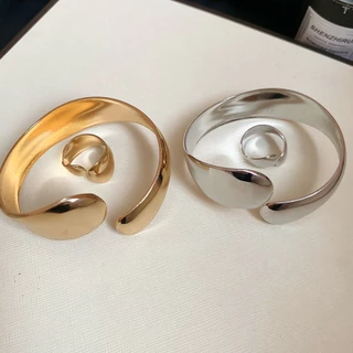 [Jewbeauty]ชุดสร้อยข้อมือเปิดปากมันวาวรูปไข่สไตล์ยุโรปและอเมริกาเครื่องประดับมือระดับไฮเอนด์ที่ทันสมัยและหลากหลาย