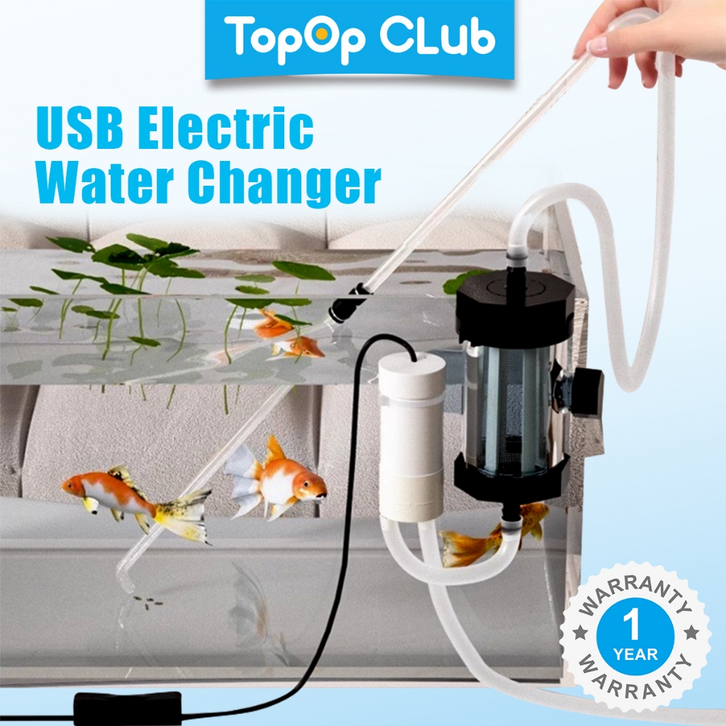TOPOP Aquarium Water Changer สูญญากาศกรวดทําความสะอาด Siphon ปั๊มอัตโนมัติถังปลาปั๊มน้ํา 280GPH USB ขับเคลื่อนสําหรับ Aquarium ทําความสะอาด Dirt Waste Remover