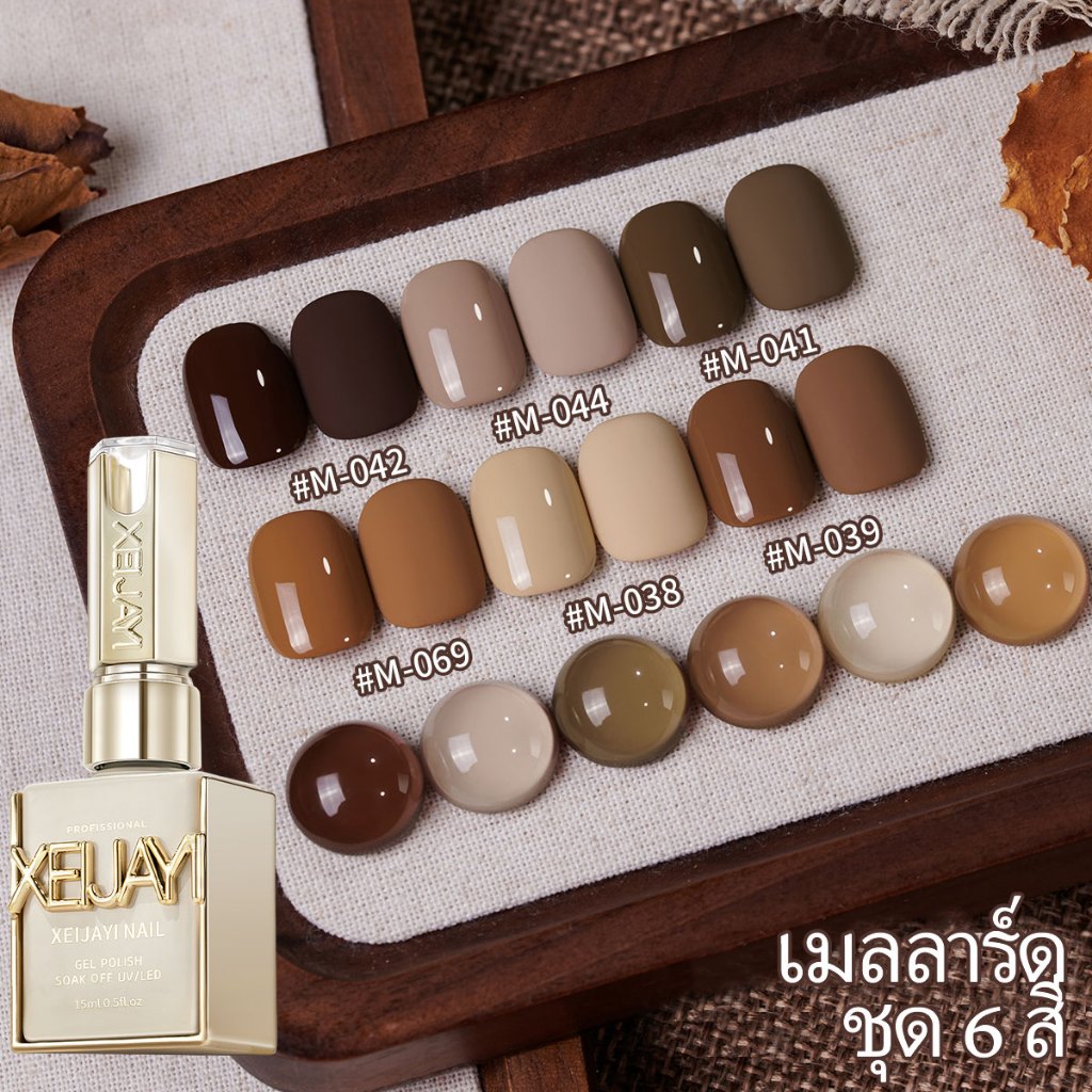 ชุดน้ำยาทาเล็บสีน้ำตาล 6 สี สีติดทนนาน เหมาะสำหรับทำ DIY เล็บ และของขวัญวันหยุด