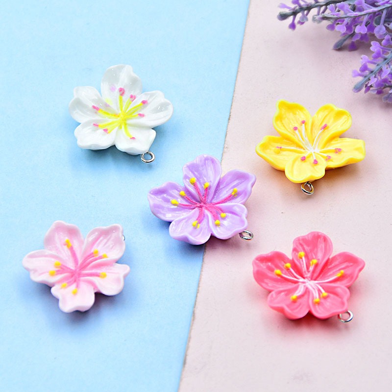DIY ดอกเชอร์รี่ จี้เรซิ่น Charm ซากุระ เสน่ห์ทำด้วยมือ จี้อุปกรณ์เสริมจี้วัสดุ
