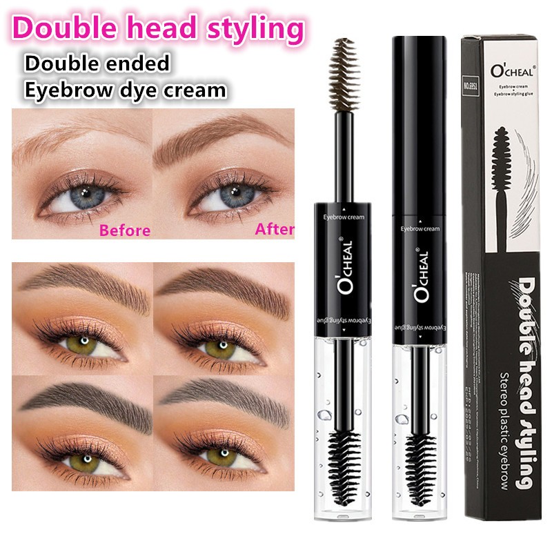 OCHEAL Double-ended กันน้ําโปร่งใสคิ้วจัดแต่งทรงผมเจลครีม Long Lasting Fixing Brow แต่งหน้า Clear Liquid Eyebrow เครื่องสําอาง