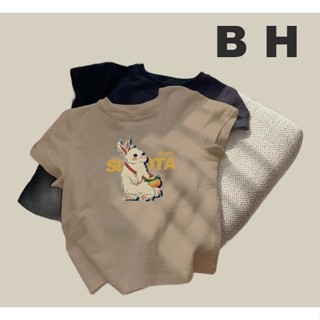 เสื้อยืด คอกลม แขนสั้น ผ้าฝ้าย ลายกระต่าย แบบเข้ารูป สําหรับ…