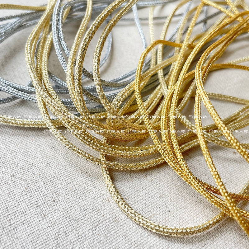 2.5/1.5/1 มม.จีน Knot Hollow Ruyi พร้อมเชือกทองเชือกเครื่องประดับ DIY จี้เชือก Silver Gold Light Gold Ribbon