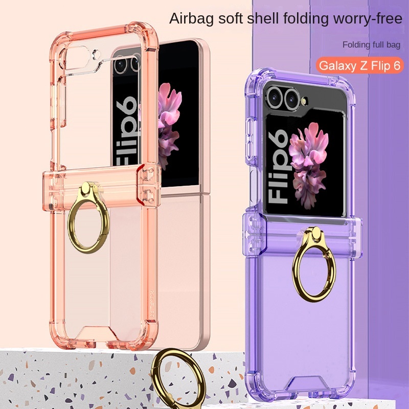 ถุงลมนิรภัย drop-proof Case สําหรับ Samsung Galaxy Z Flip6 กรณีแหวนนิ้ว Flip 5 ฝาครอบ